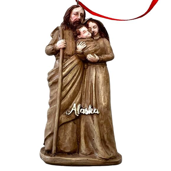 Mary Joseph and baby Jesus Christmas Ornament Alaska Festive Holiday Brown - Picture 1 of 13